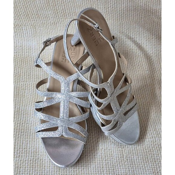 Naturalizer Baylor Silver Women's Size 8W Heels Pumps Sparkle Glitter Prom Event - Picture 2 of 14